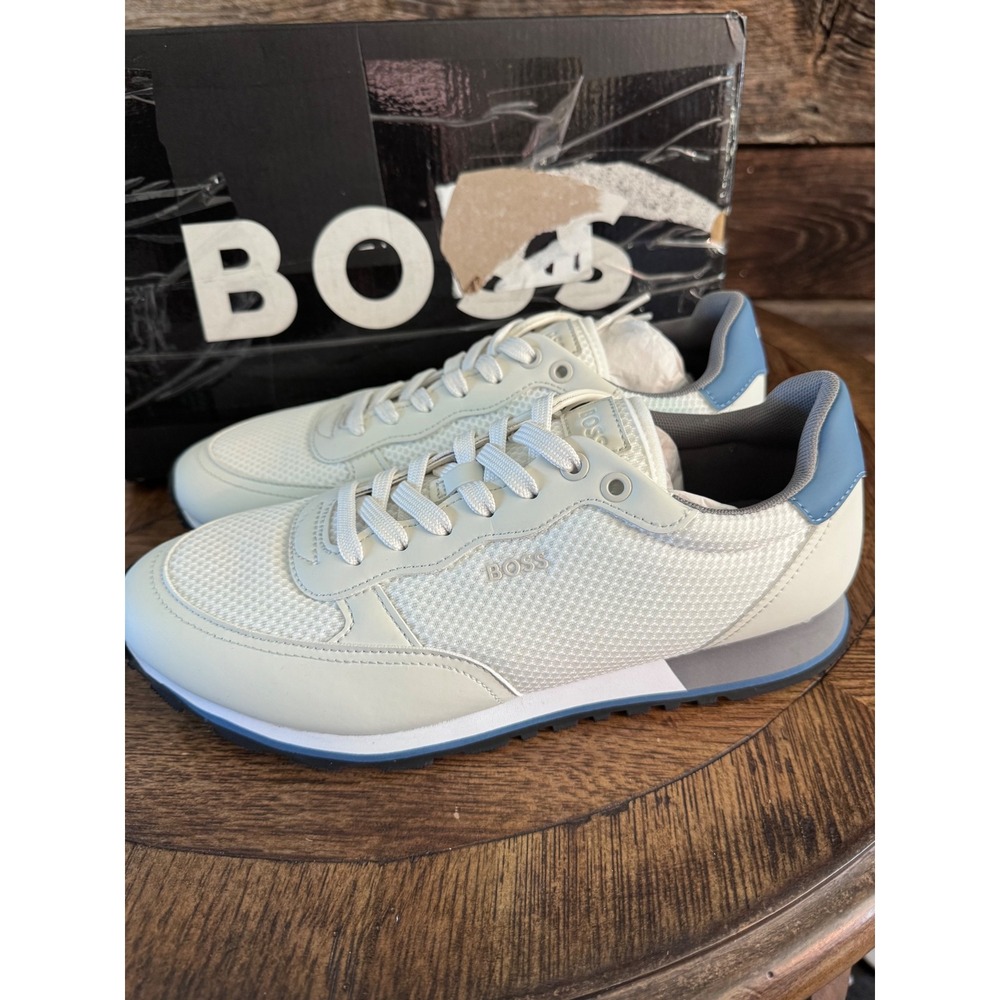 Hugo Boss Parkour Runn Merp Sneakers Open White Blue Mens Size 9 50552415